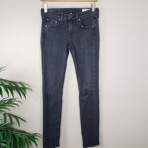 Rag & Bone | Distressed Faded Black Skinny Jeans